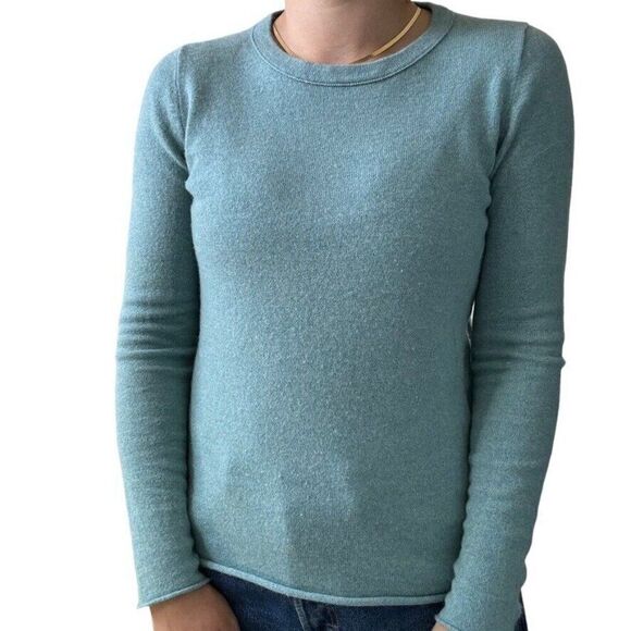 J Crew Womens Light Blue 100% Cashmere Italian Crewneck Soft Sweater Sz S - Picture 3 of 6